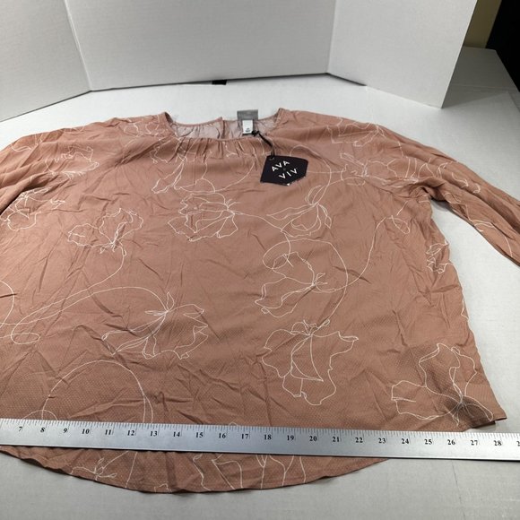 Ava And Viv Women's Size 2X Blouse Long Sleeve Floral Print Pink New With Tags - Picture 11 of 14